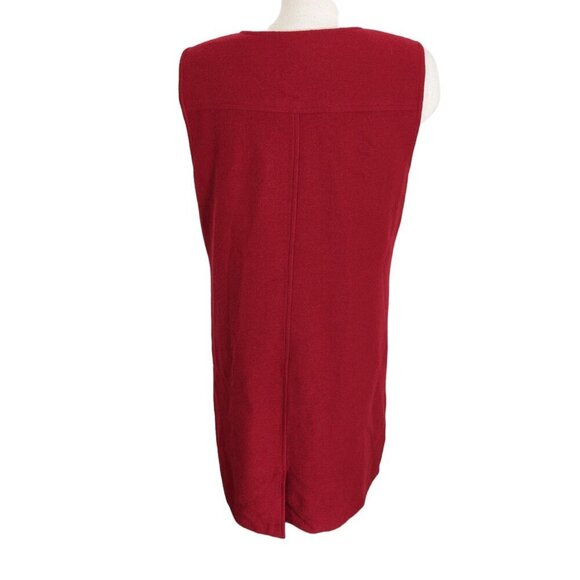 Vintage Talbots Wool Shift Dress Womens Size 12 Red Zipper Pockets Lined Modest - Picture 4 of 8